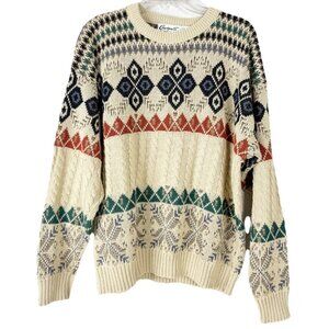 VTG Checkpoint Men XL 100% Soft Spun Acrylic Sweater Abstract USA Grometric EUC